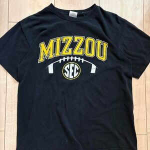 Black and yellow Mizzou Tigers tee football